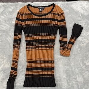 Peace of Cloth Black and Brown Striped Top